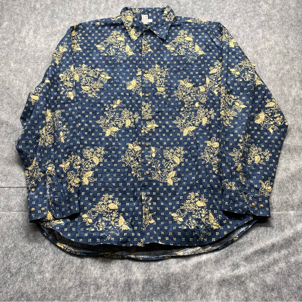 The Territory Ahead Mens Blue/Yellow Floral Long Sleeve Button Down Shirt XXL‎